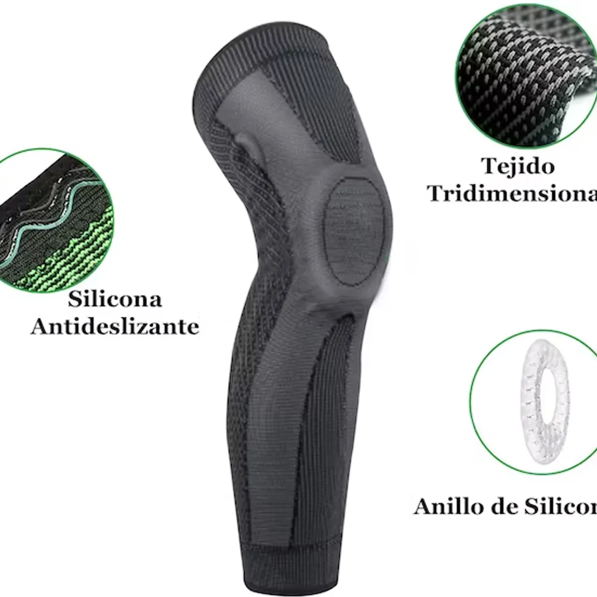 BRANSON - Rodillera Pantorrillera de Compresión con Gel y Varillas Talla L