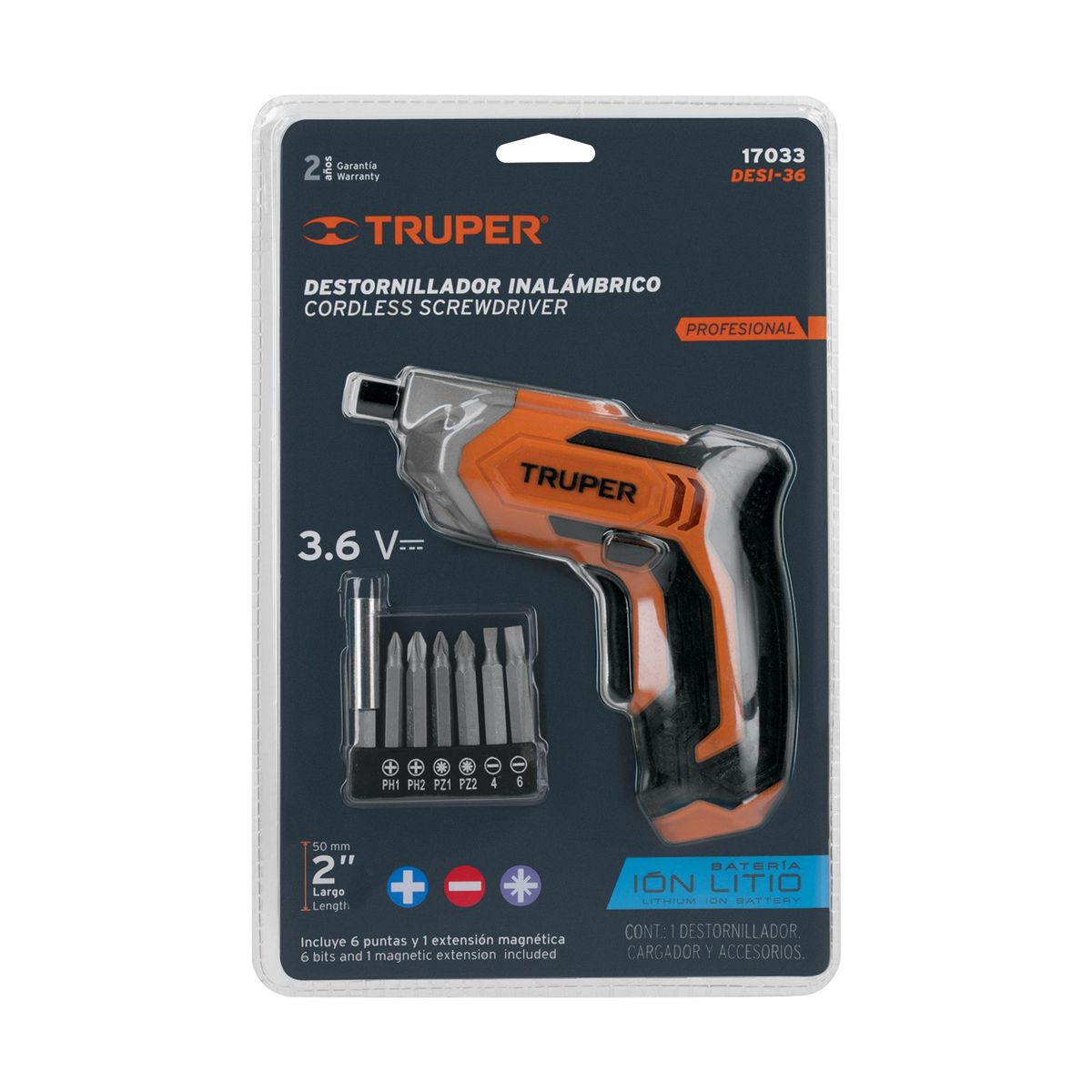 TRUPER - Destornillador Inalámbrico Profesional 36V 220V