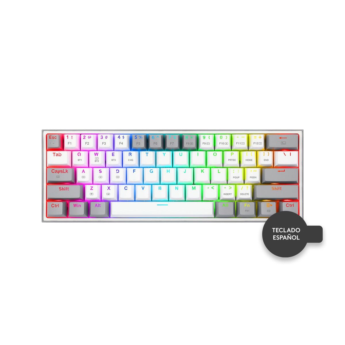 REDRAGON - Teclado Gamer Redragon Fizz Pro Wireless Sp K616-Rgb-Wg White-Gray