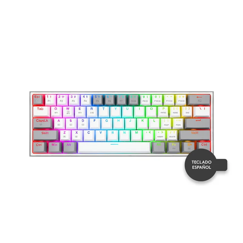 REDRAGON - Teclado Gamer Redragon Fizz Pro Wireless Sp K616-Rgb-Wg White-Gray