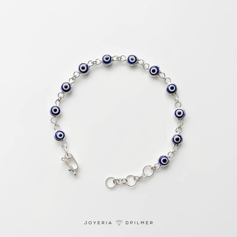 JOYERIA D'PILMER - PULSERA DE PLATA OJO TURCO COLOR AZUL