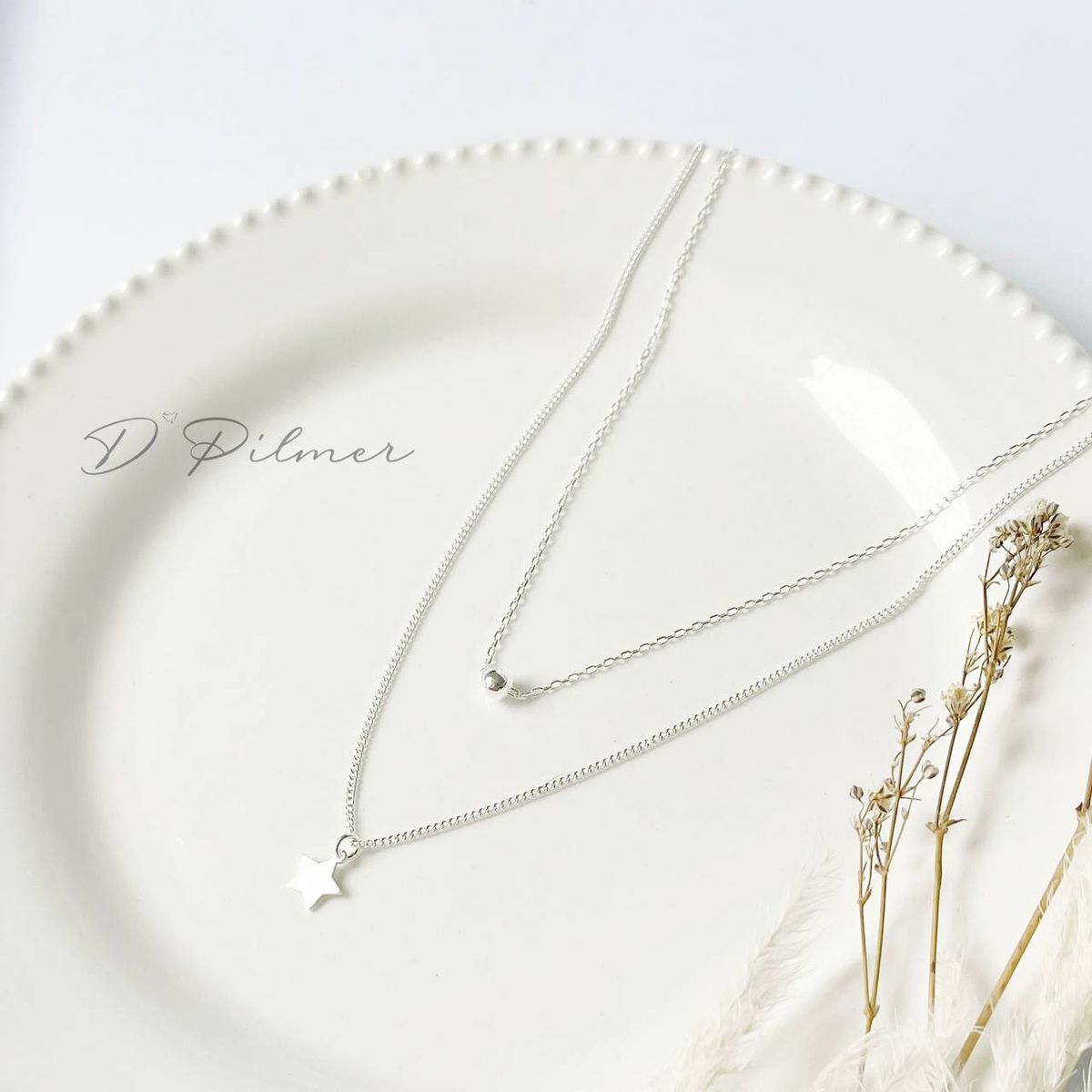 JOYERIA D'PILMER - GARGANTILLA DOBLE DE PLATA - PUNTO CON ESTRELLA