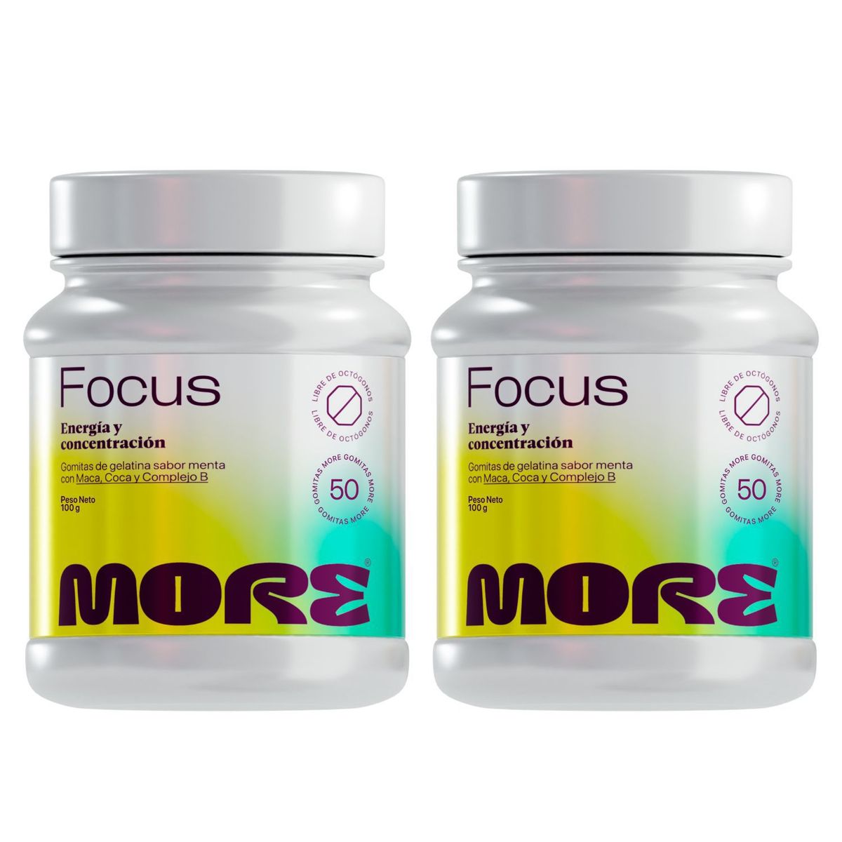 MORE - Complejo B Gomitas More Focus 50und 100g Menta x2