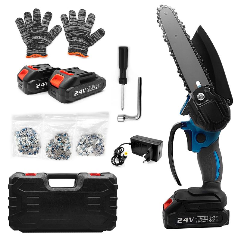 GENERICO - Motosierra Electrica Inalámbrica 2 Baterias + Accesorios