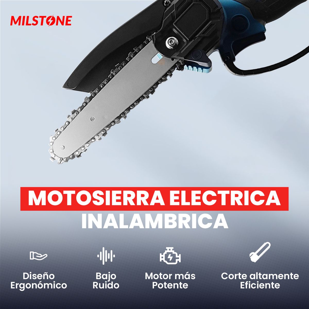 GENERICO - Motosierra Electrica Inalámbrica 2 Baterias + Accesorios