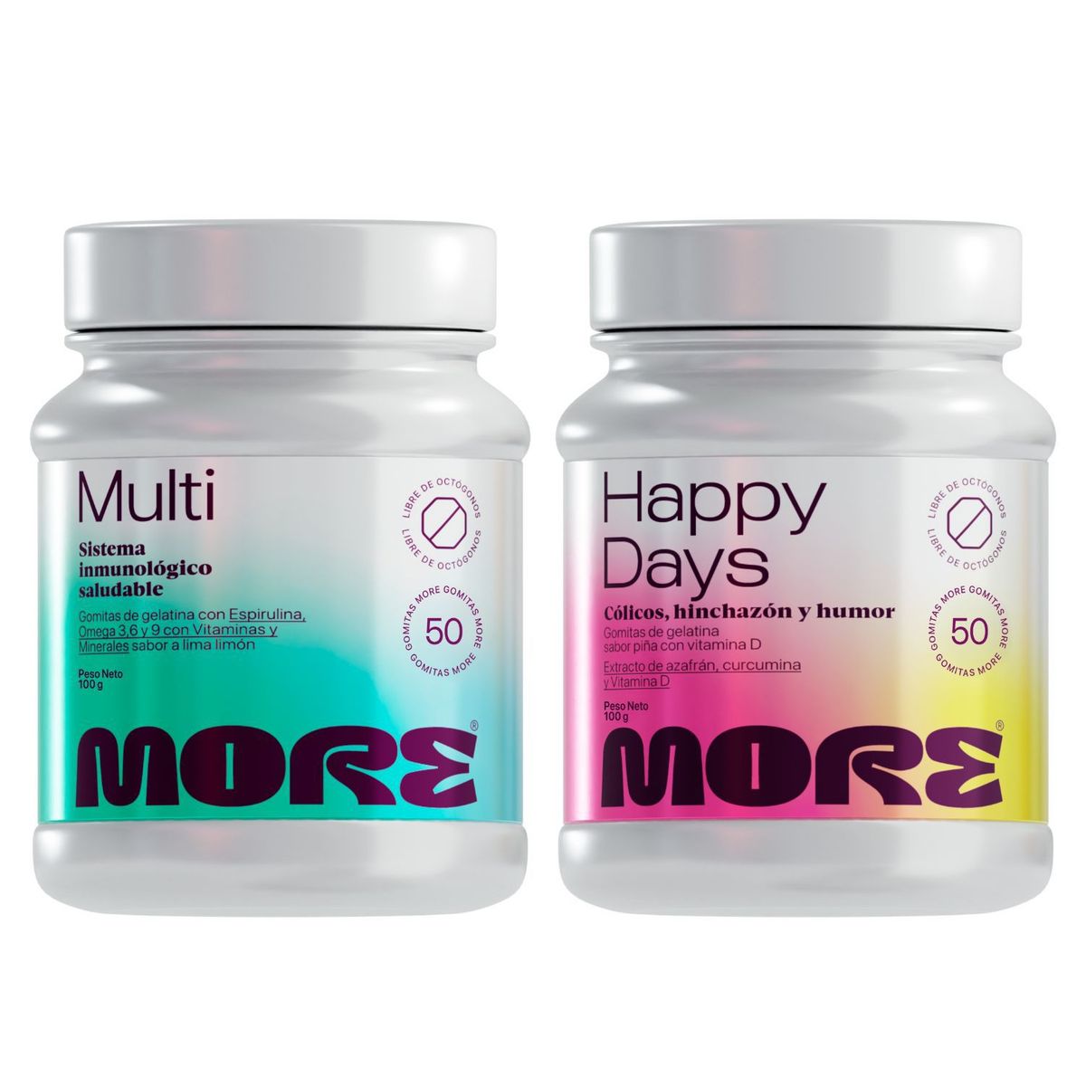 MORE - Pack Multi Lima Limón + Happy Days Gomitas More 50 Und