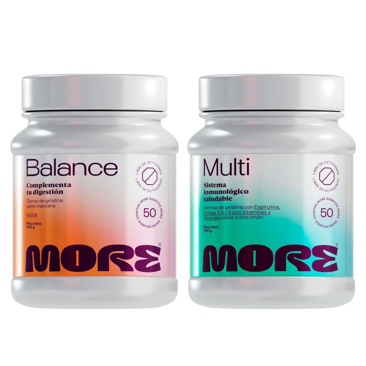 MORE - Pack Fibra + Multi Lima Limón Gomitas More 50 Und