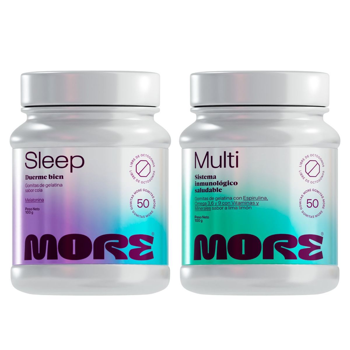 MORE - Pack Melatonina + Multi Lima Limón Gomitas More 50 Und