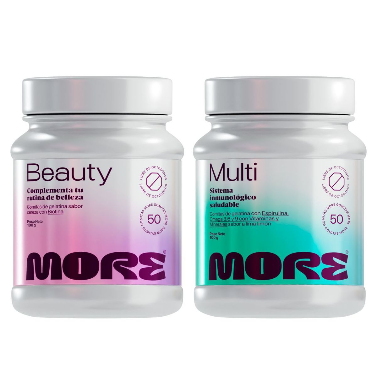 MORE - Pack Biotina + Multi Lima Limón Gomitas More 50 Und