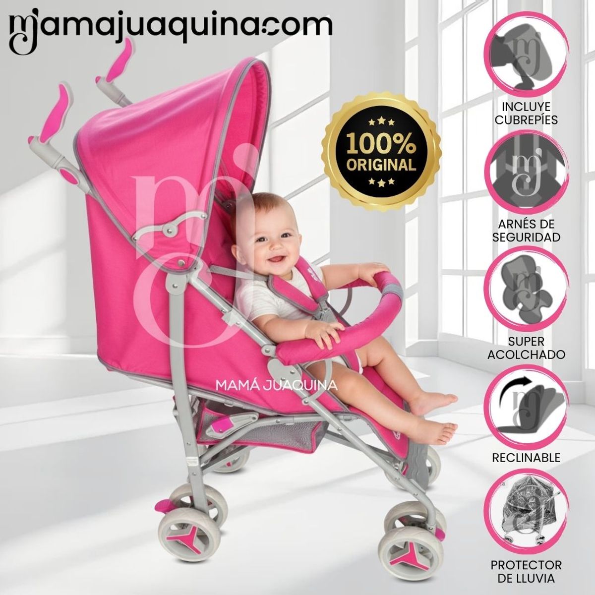 FLIPPER - Coche Bastón Deportivo «SUPREME» Pink Dark