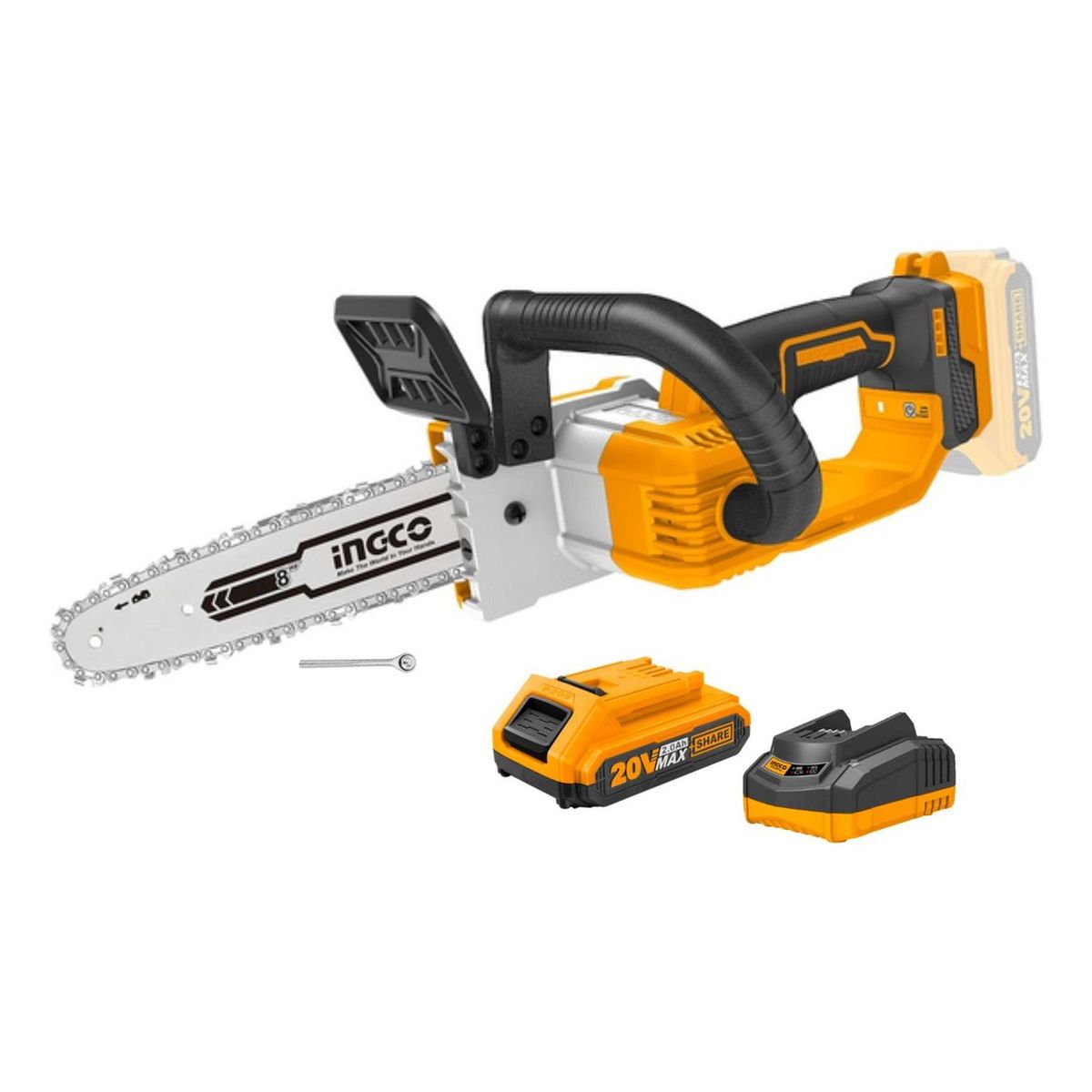 INGCO - Motosierra Inalambrica 8 20v Incluye cargador y bateria Ingco