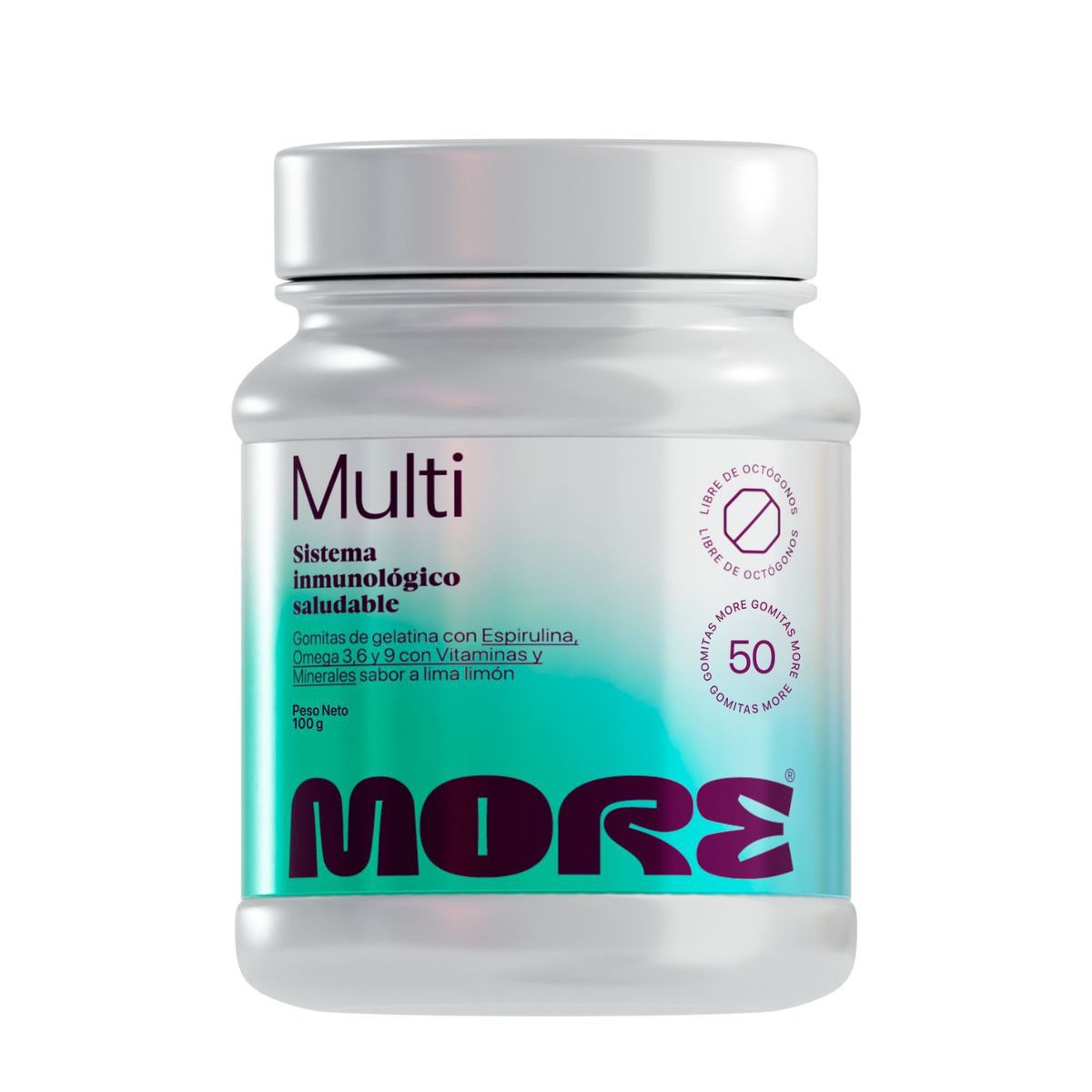 MORE - Multivitaminas Gomitas More Multi 50und 100g Lima Limón