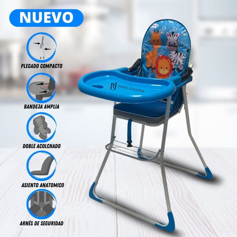 BABY HAPPY - Silla de Comer Graduable «SAFARI TOONS» Blue Light
