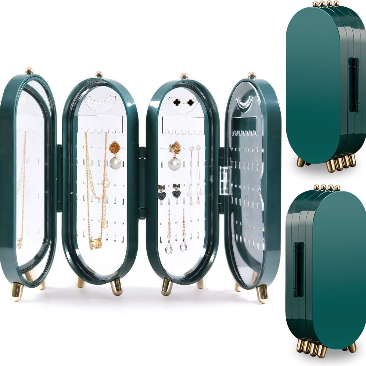 GENERICO - Joyero Organizador Acrilico Plegable para Joyas Collar Arete - Verde