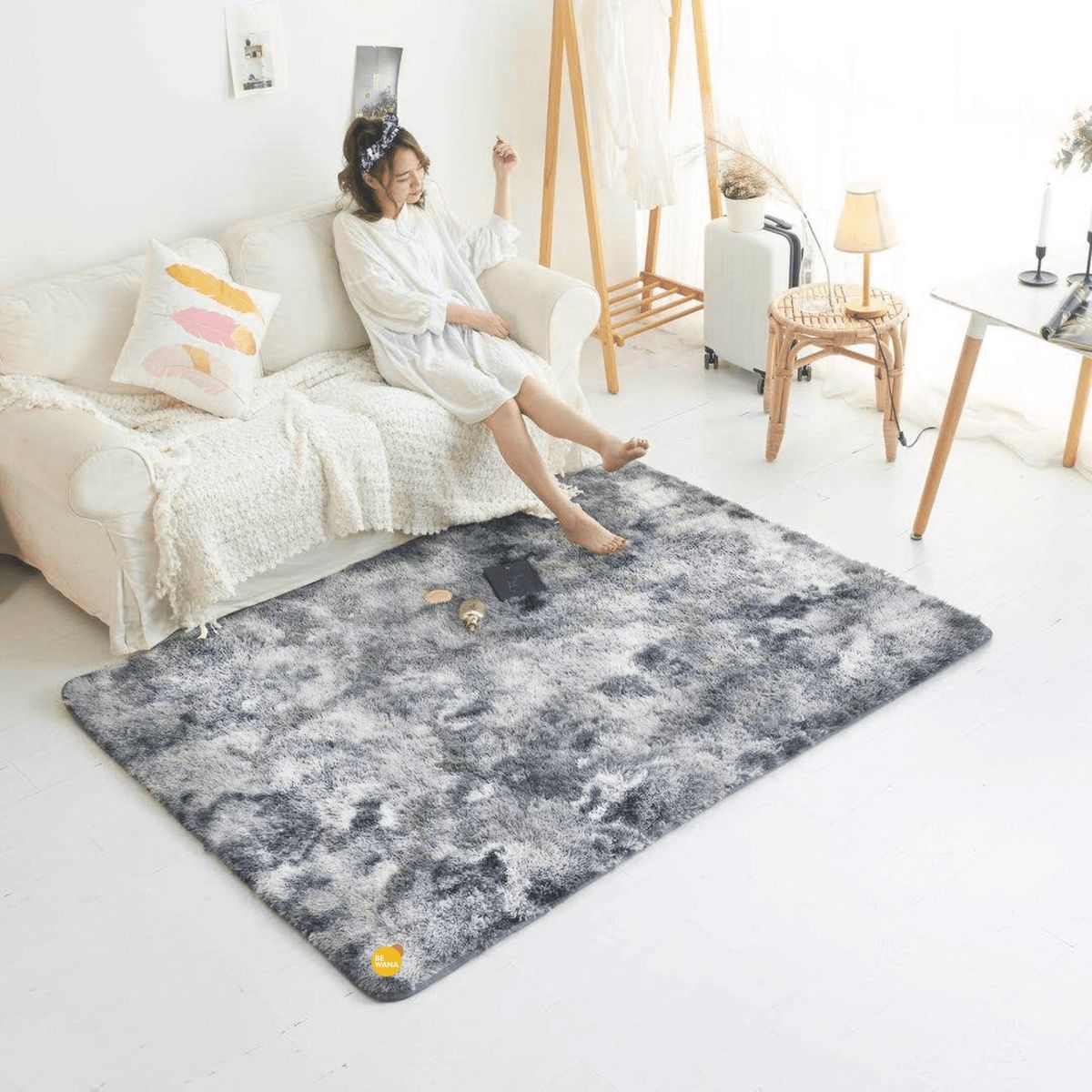 CASATEX - ALFOMBRA PIEL DE OSO GRAY 200x240cm para SALA DORMITORIO