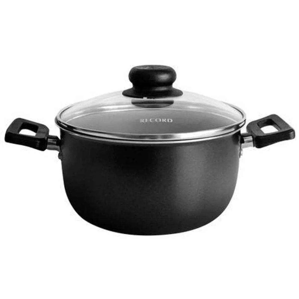 RECORD - Olla Record Antiadherente Viva Plus Gris Tapa De Vidrio N°18 Negro