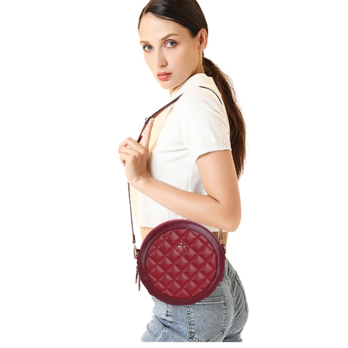 BAELLERRY - Bandolera circular de cuero vegano (PU) para dama 9318