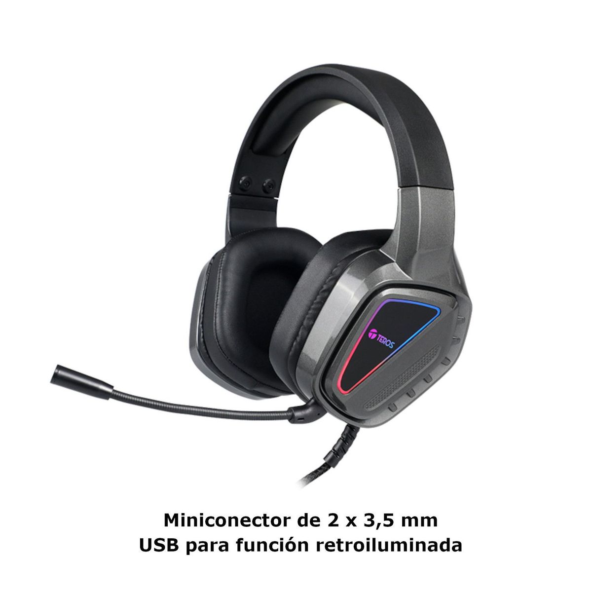 TEROS - Auriculares Gaming Teros TE8171N Estéreo Micrófono Luces RGB