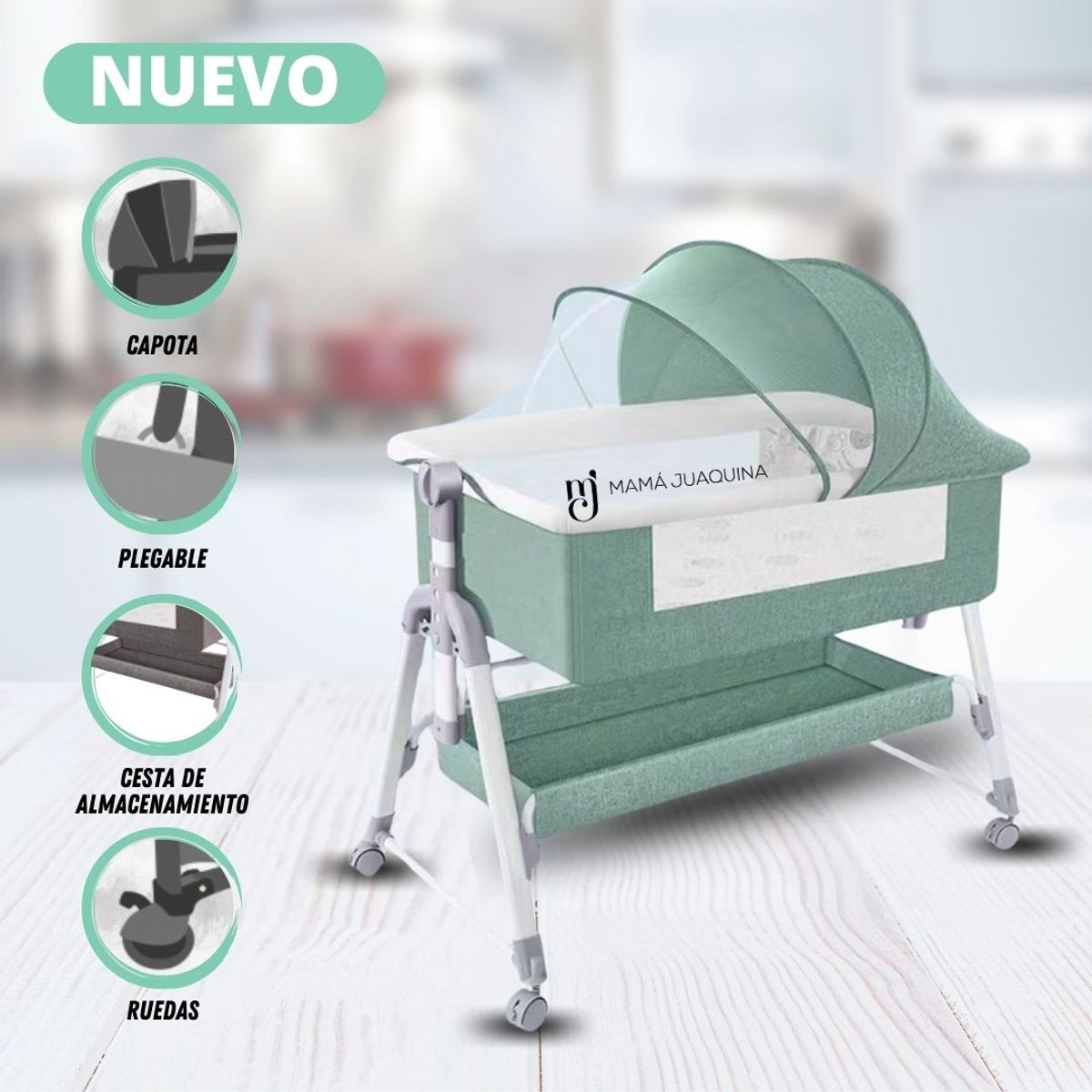 CONFORT - Cuna Colecho De Lujo «DOLCE AMORE» Green