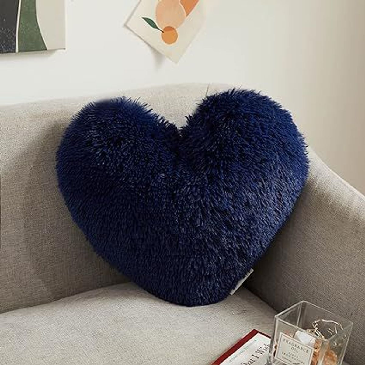 GENERICO - COJIN CORAZON PELO CORTO 35X35 AZUL