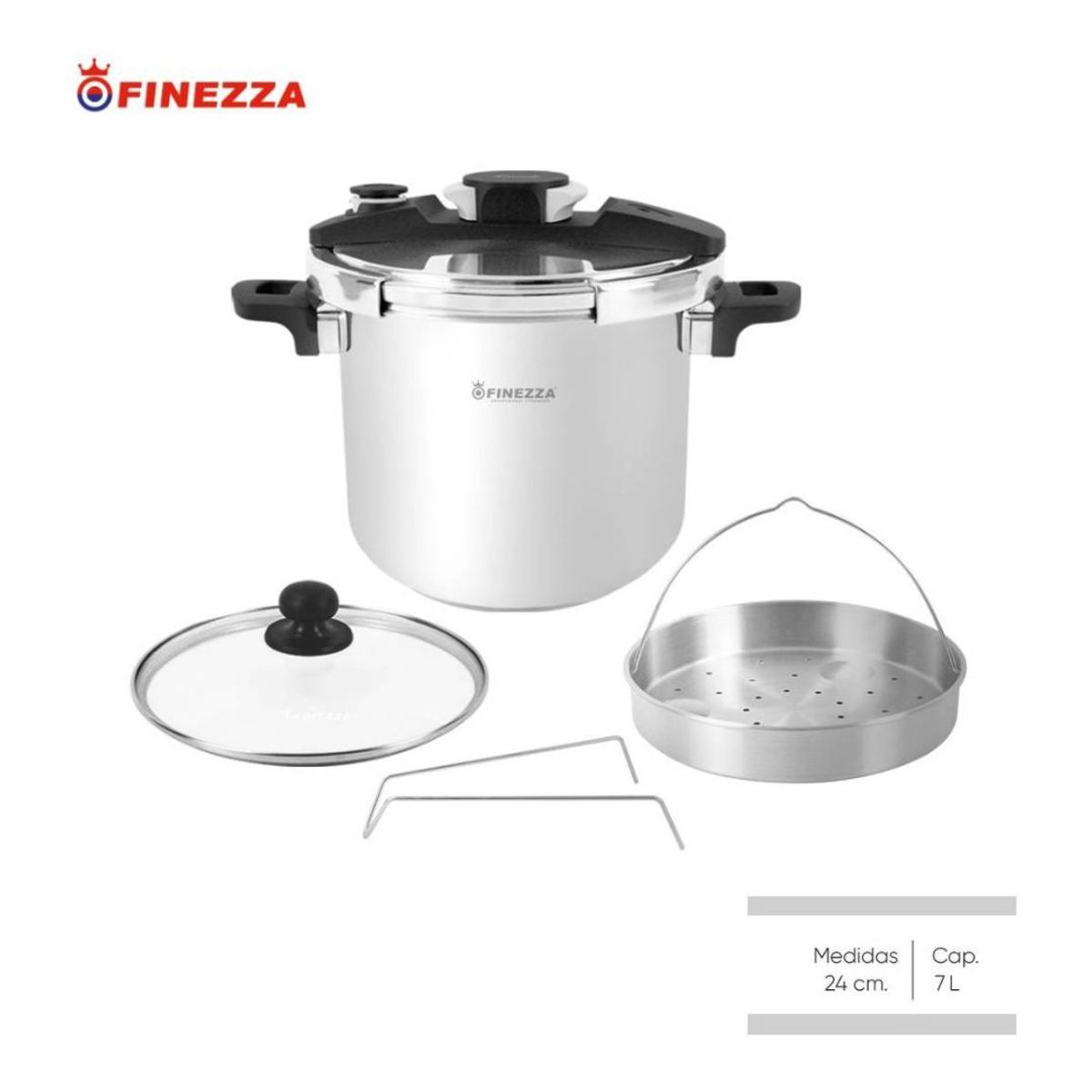 FINEZZA - OLLA A PRESIÓN 7L DE ACERO INOXIDABLE FZ-751-AC