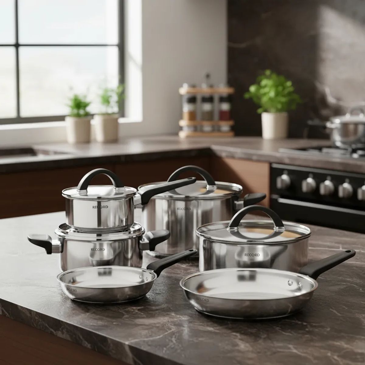 RECORD - Juego de Ollas Record  Belleza Acero Inoxidable 10 Piezas