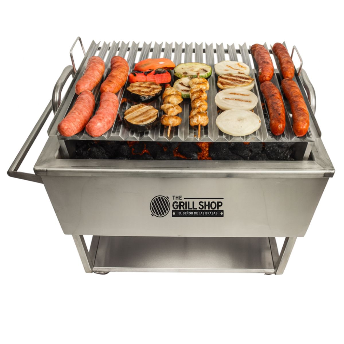 THE GRILL SHOP - Caja China Grande Acero Inoxidable + carbón + cerveza + guantes