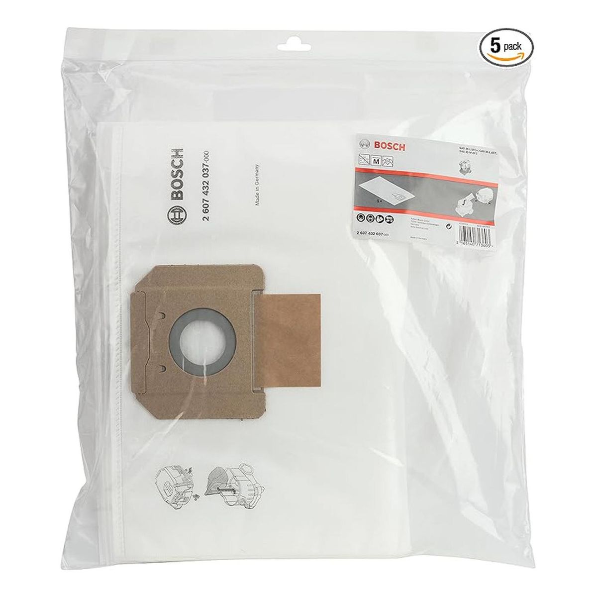 BOSCH - Bolsa Para Aspiradora 5 Pz Bosch 2607.432.037-000