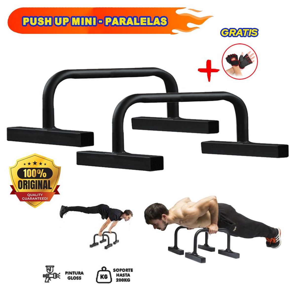 HOLGU - Push Up - Miniparalelas barra planchas + guantes