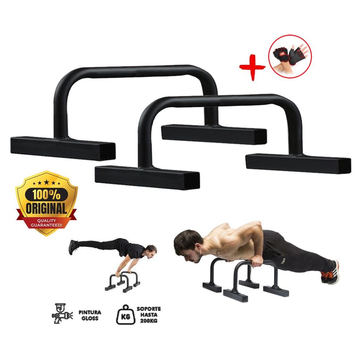 HOLGU - Push Up - Miniparalelas barra planchas + guantes