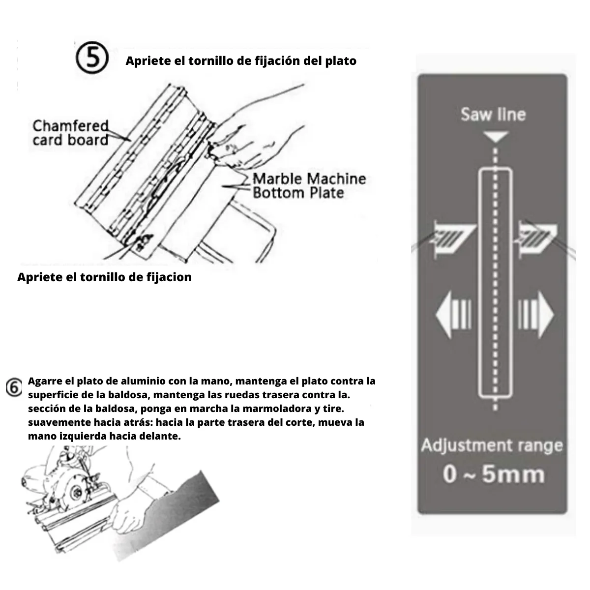 GENERICO - Guía de Cortes de 45 Grados para Sierra Circular Marmolera