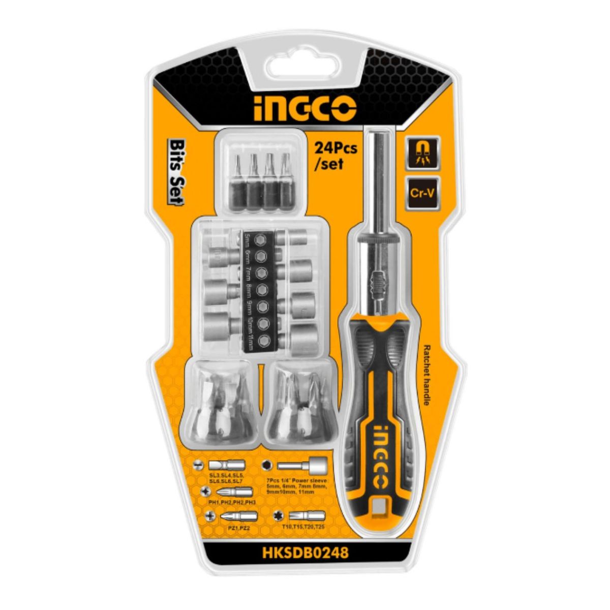 INGCO TOOLS - Juego de 24 desarmadores puntas intercambiables Ingco HKSDB0248