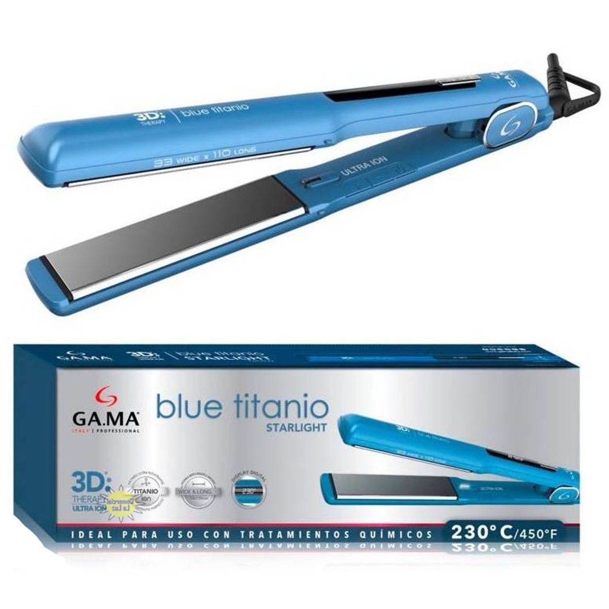 GAMA - Plancha Alisadora Blue Titanio Starlight 3D Ultra Therapy ION-DIGITAL
