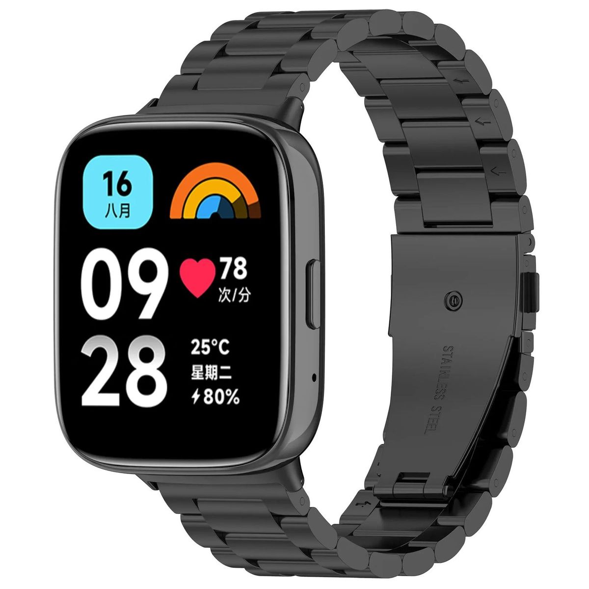 GENERICO - Correa Acero Eslabones para REDMI WATCH 3 ACTIVE - Negro