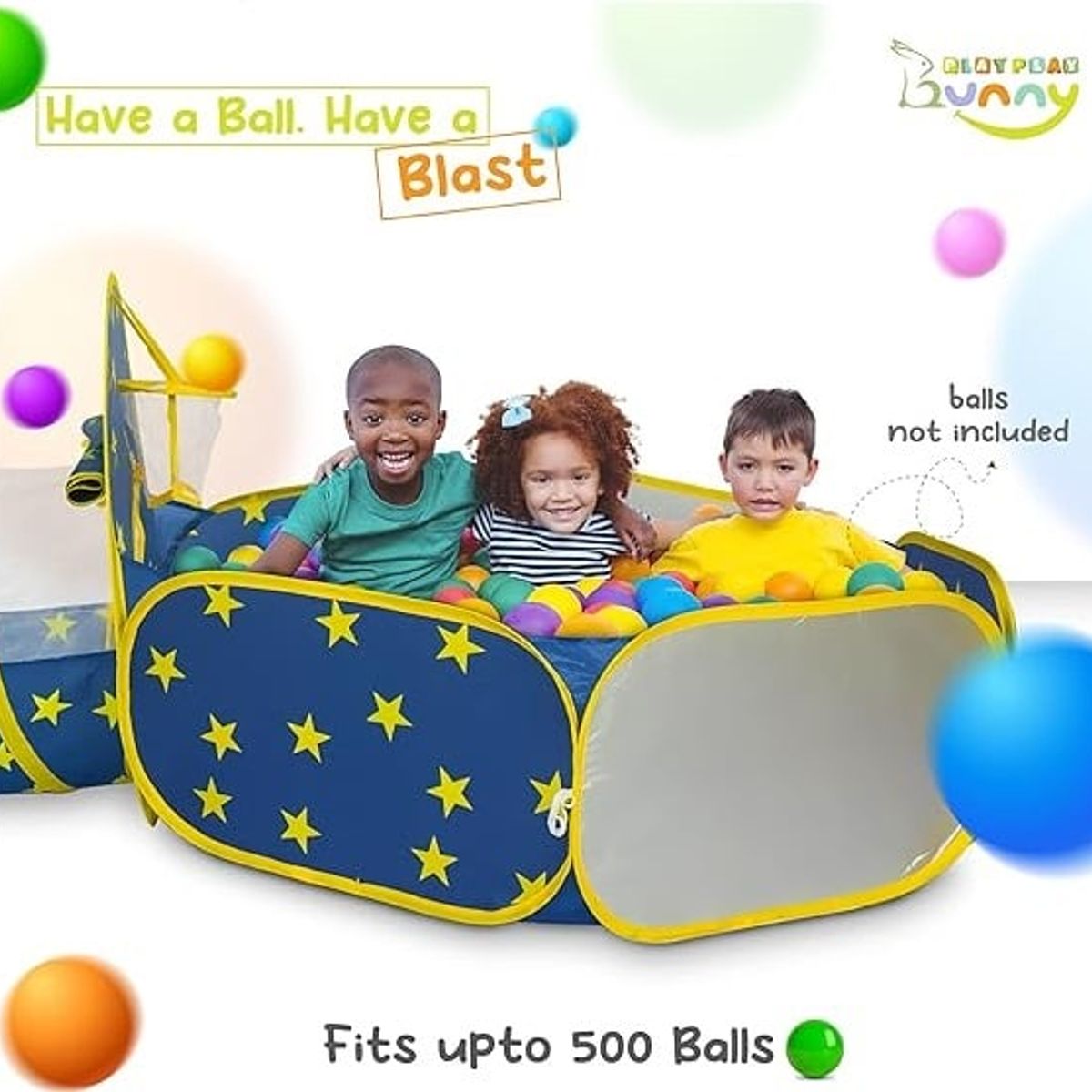 EVERBEST - Carpa Tunel Piscina 3 en 1 Infantil Blanco Azul