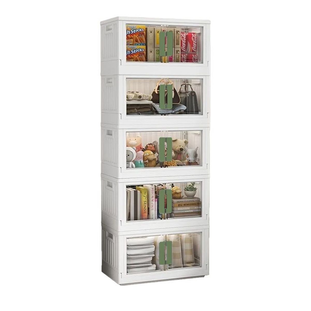 GENERICO - Organizador Modular Plegable de Plastico Gavetero Con Ruedas 5 Cuerpos