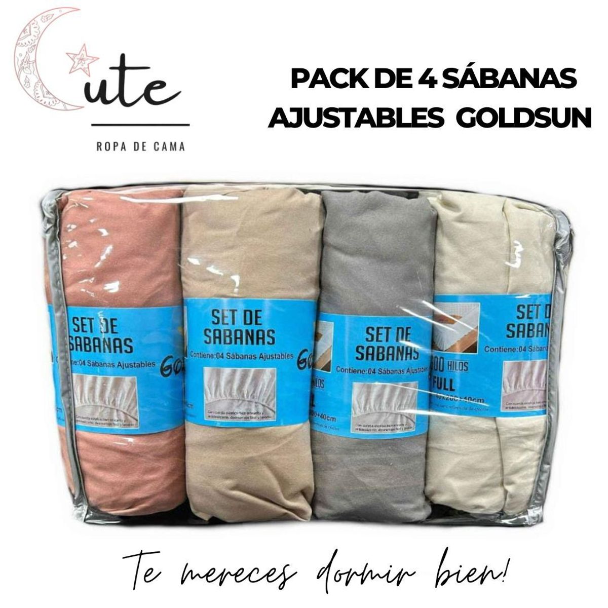 GOLDSUN - PACK DE SÁBANAS DE 2 PLAZAS GOLDSUN