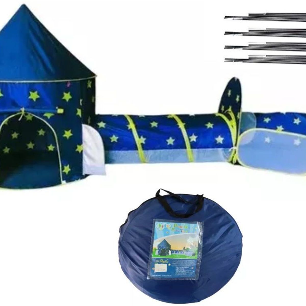 EVERBEST - Carpa Tunel Piscina 3 en 1 Infantil Azul