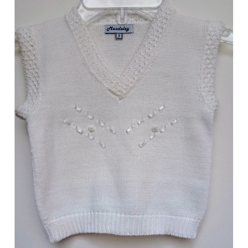 GENERICO - Pullover Chaleco con borde Niña BlancoHueso Mandalay Knits