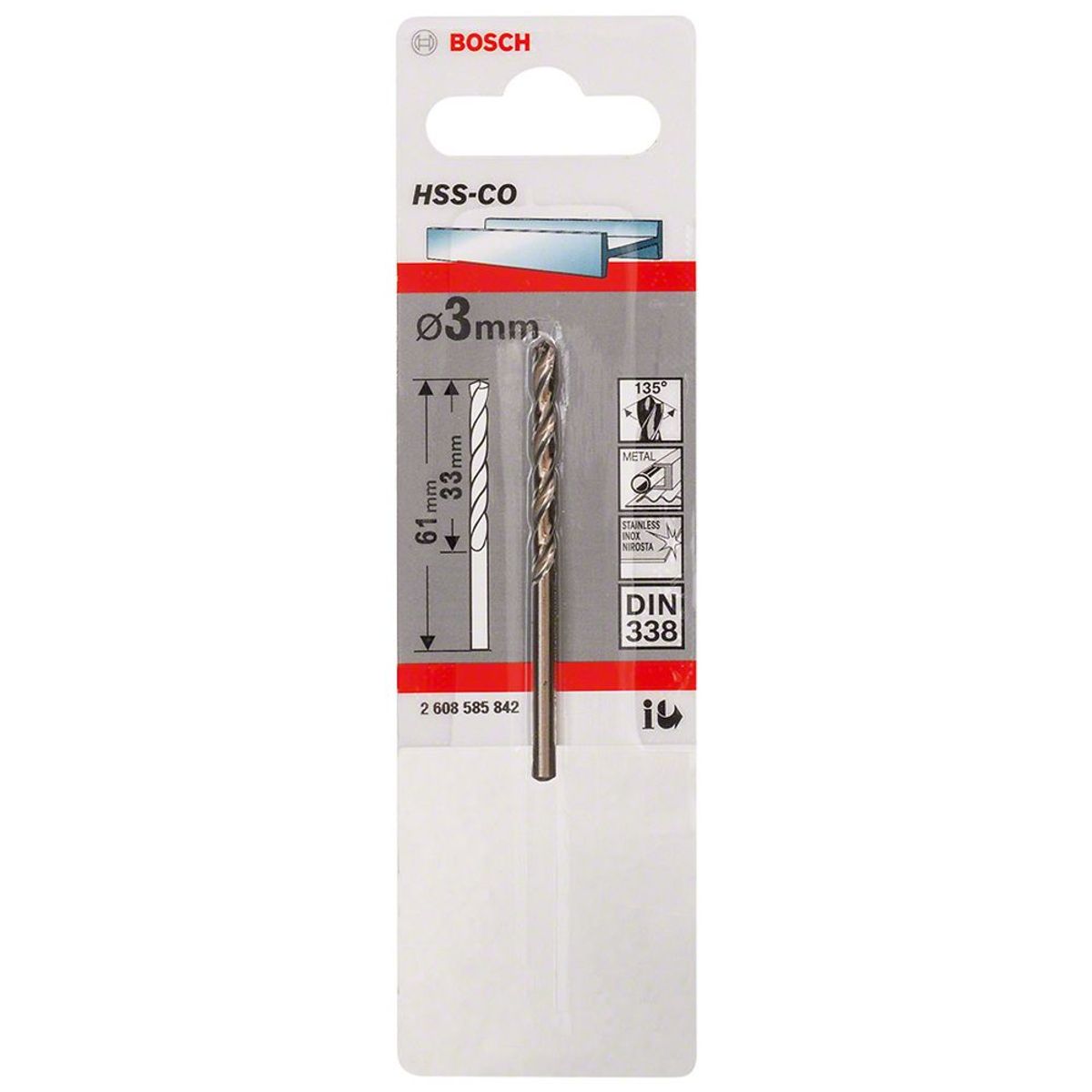 Bosch - Broca Metal HSS-Co 3.0 x 33 x 61