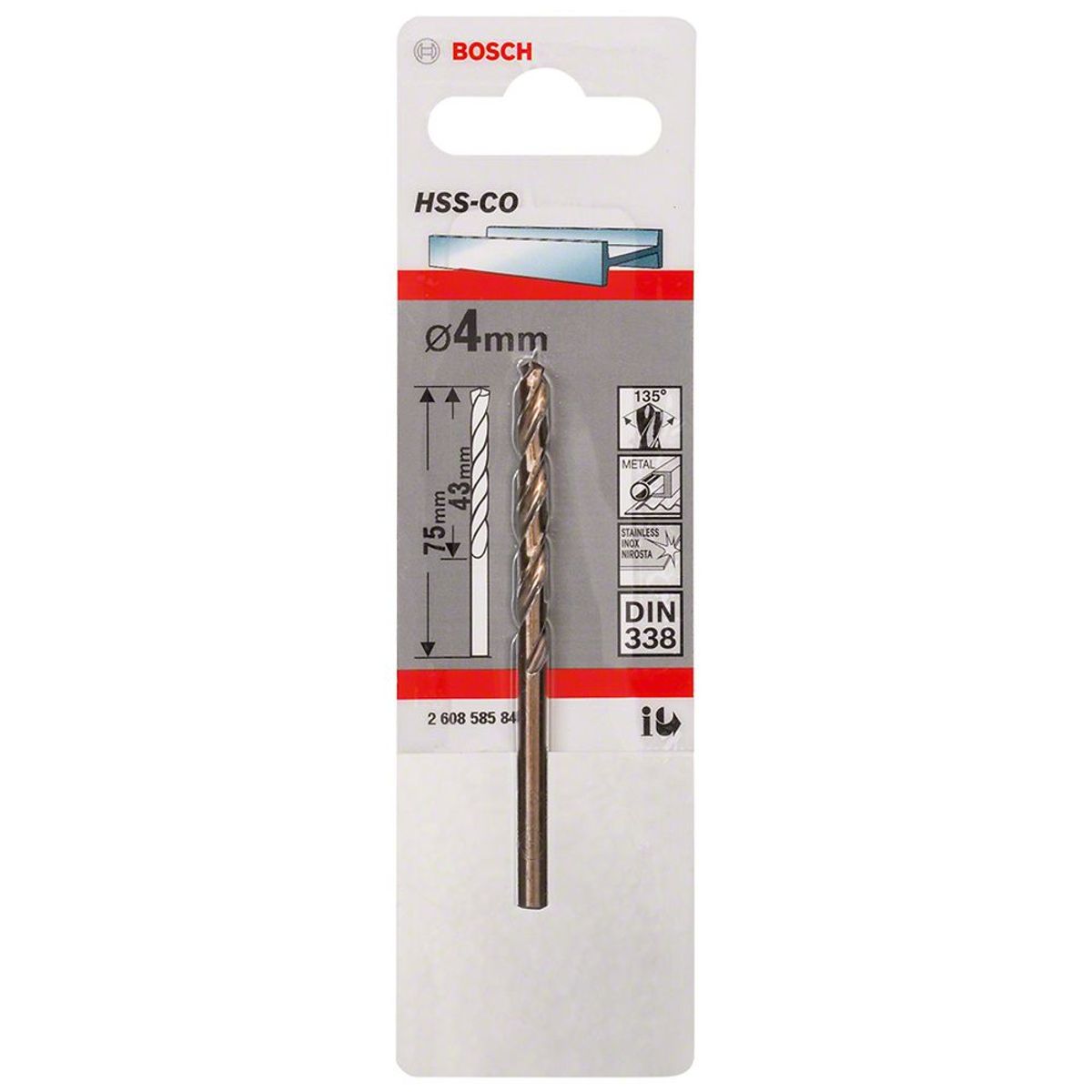 BOSCH - Broca Metal HSS-Co 4.0 x 43 x 75