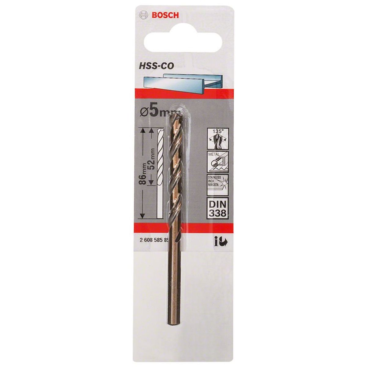 BOSCH - Broca Metal HSS-Co 5.0 x 52 x 86