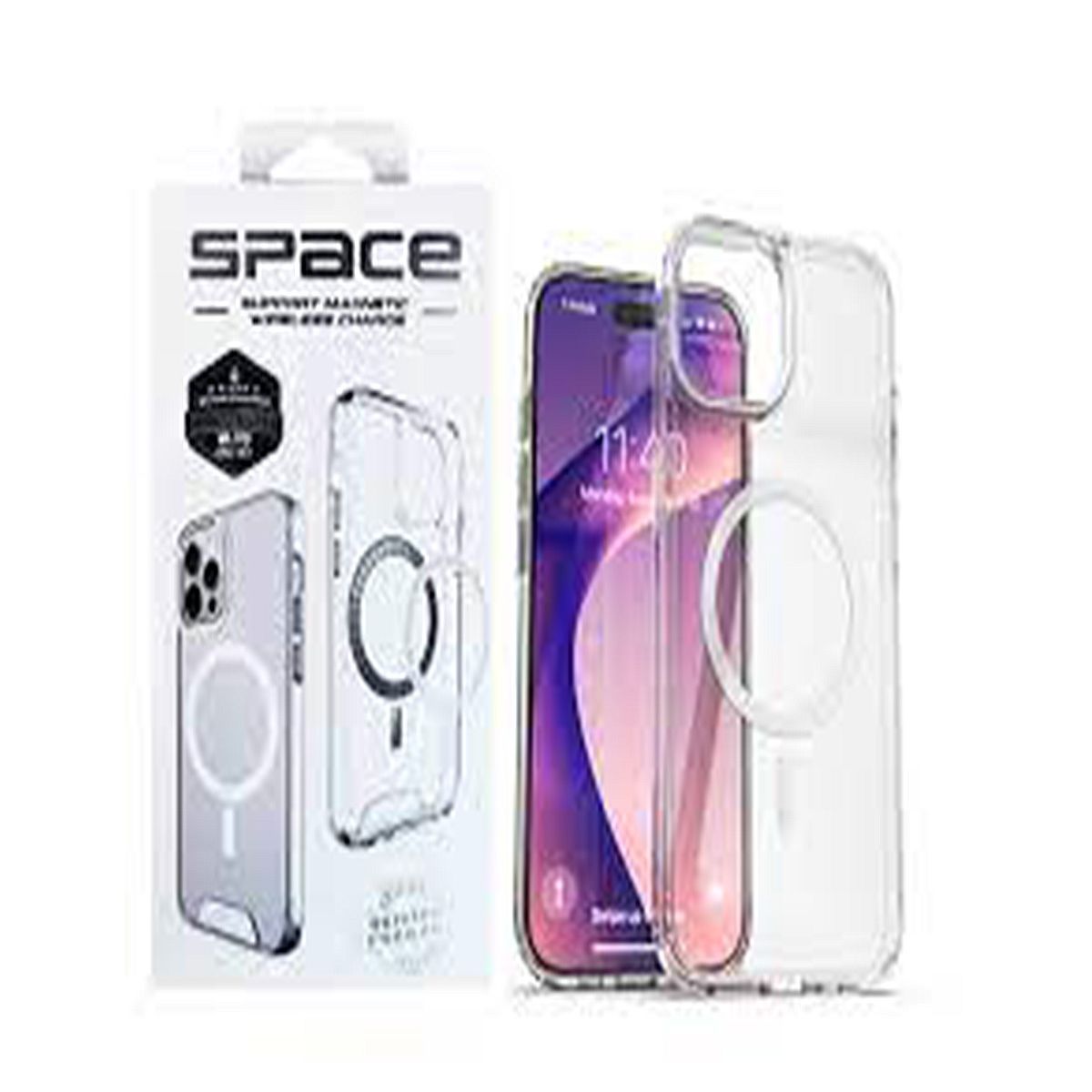 CASE - Case para iPhone 13 Pro Max Space Magnetic Wireless Charger Transpar