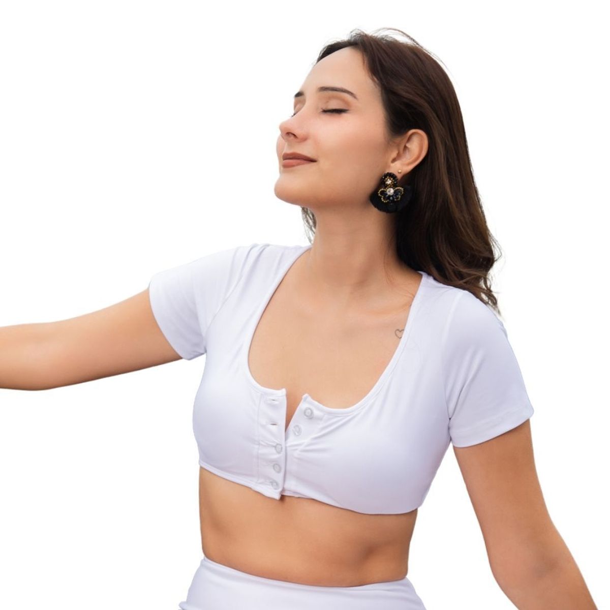 LIMA BIKINI - Top Bikini Manga Corta con Botones