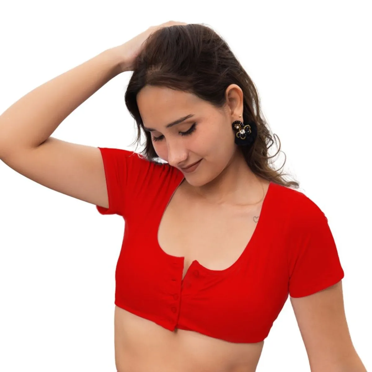 LIMA BIKINI - Top Bikini Manga Corta con Botones