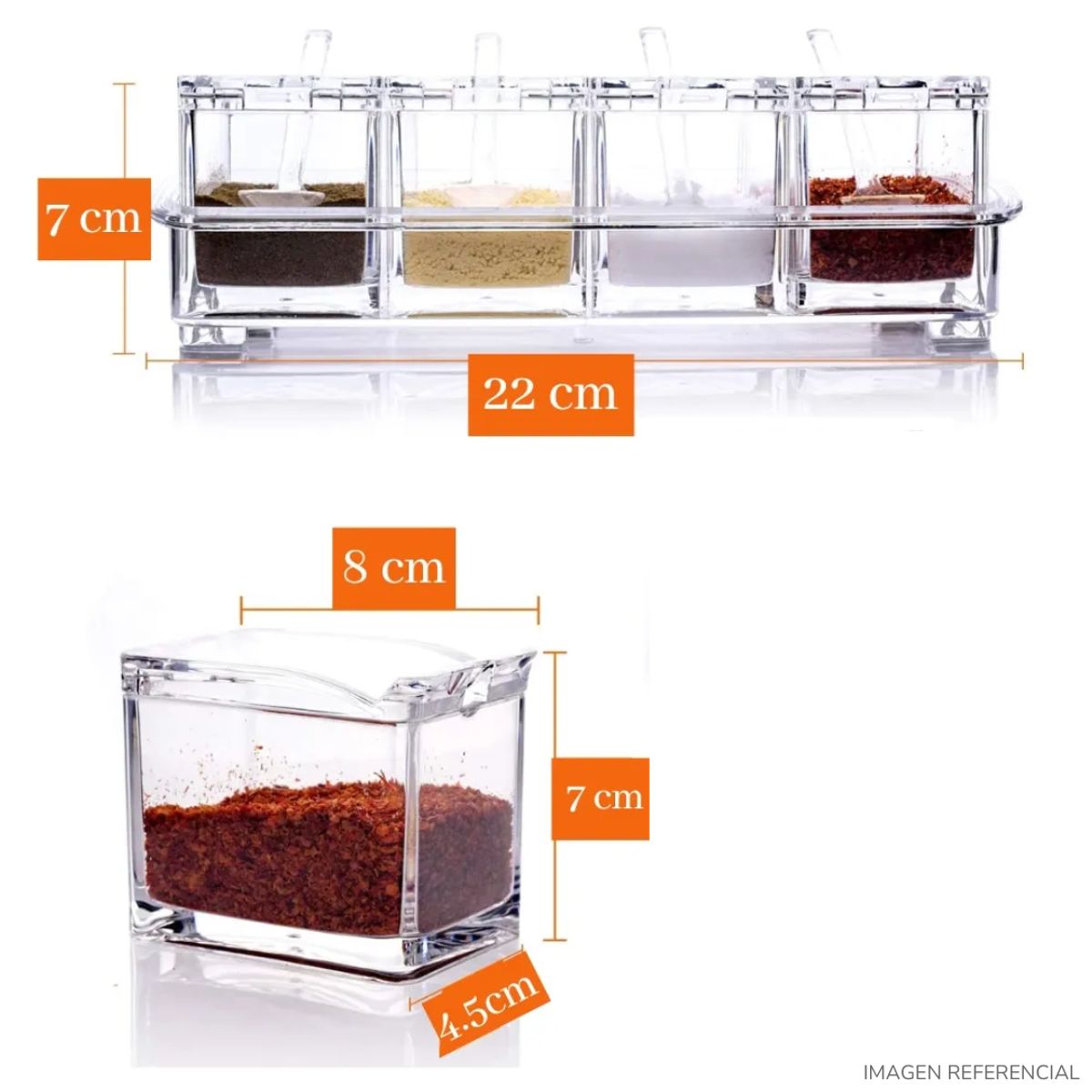 INSPIRA MARKET - Set de condimenteros y especias elegante transparente