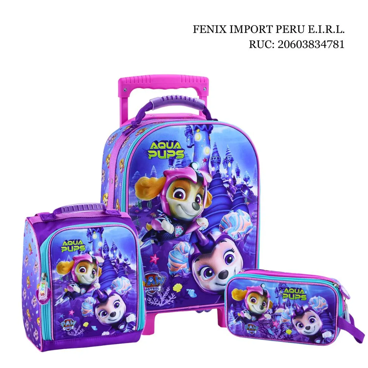 SCOOL - Set Maleta Magic Mediana Eva 3d Satin Paw Patrol Niña Scool