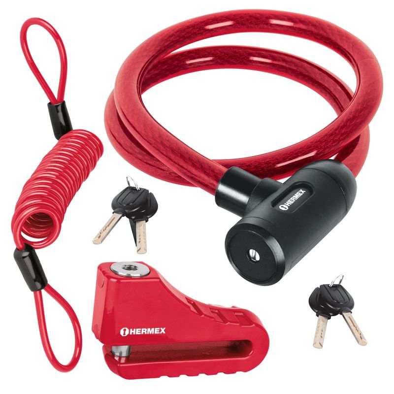 HERMEX - combo cadena de seguridad para moto candado de disco  HERMEX