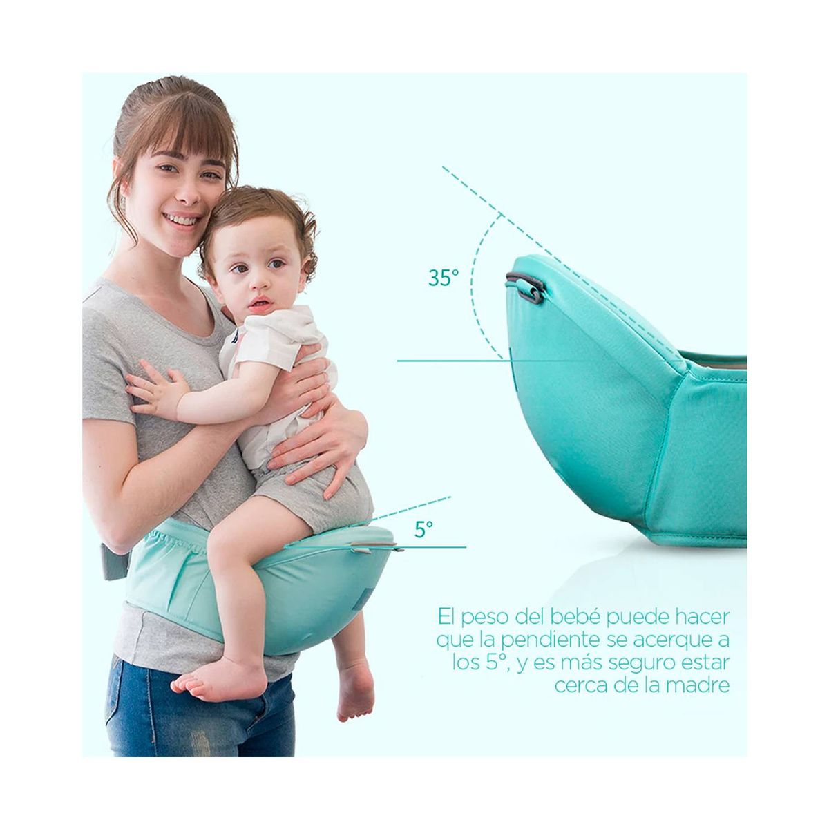 GENERICO - Canguro Para Bebé Ergonómico Ballena 3 en 1 Verde Agua