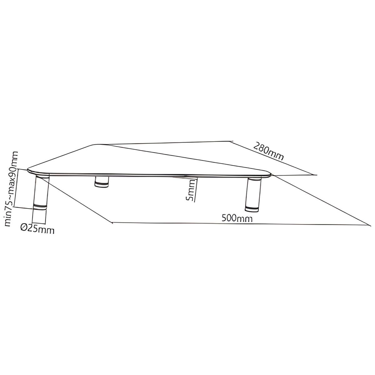 GENERICO - MONTECH - Mesa de Vidrio Triangular Templado para Monitor - Carga 20kg